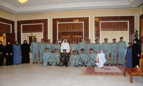 حاكم إمارة عجمان يستقبل وفد من القيادة العامة لشرطة عجمان لتهنئتهم بالفوز بالمركز الأول كأفضل إدارة متميزة والمركز الأول في رضا الموارد البشرية