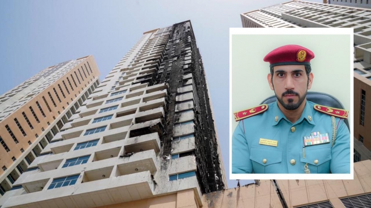 تضرر 64 شقة و 10 مركبات إثر احتراق برج عجمان ون في امارة عجمان